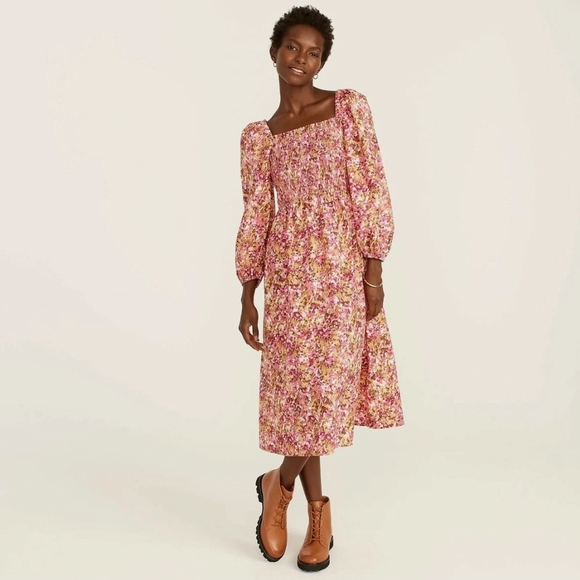 J. Crew Dresses & Skirts - J. Crew Floral Long Sleeve Dress in Pink and Yellow